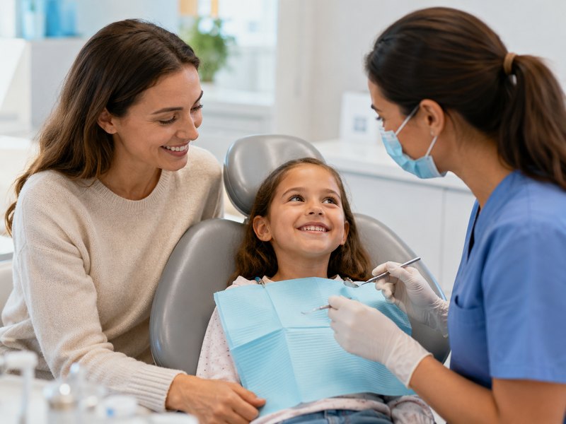A parent with a child during a pediatric dental visit