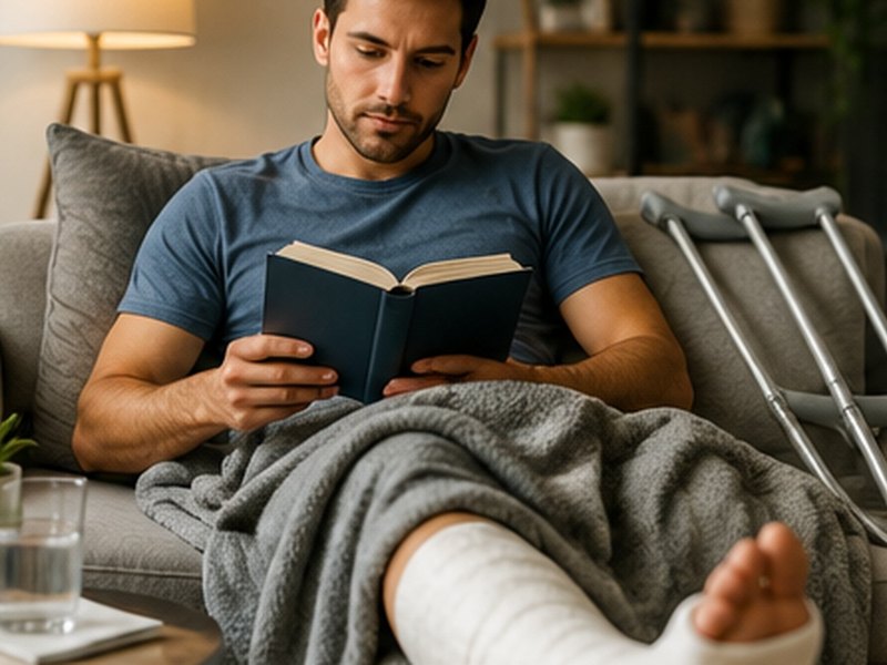 A person recovering at home while unable to work