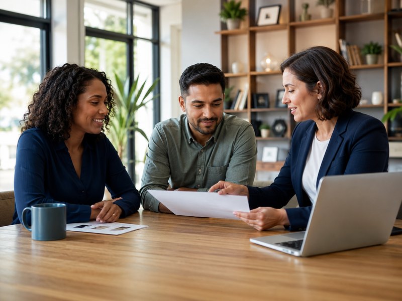 A small business owner reviewing group health coverage options with an advisor