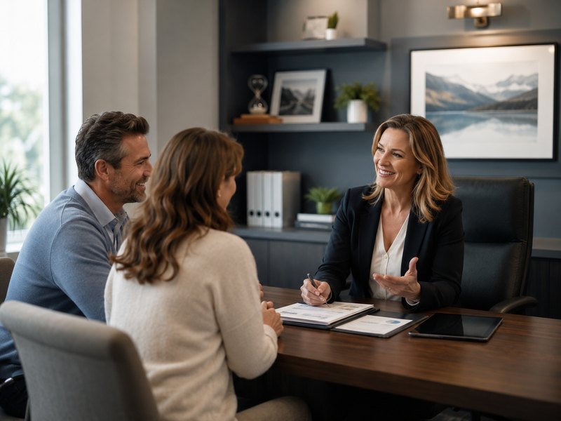 A couple discussing Social Security claiming options with an advisor